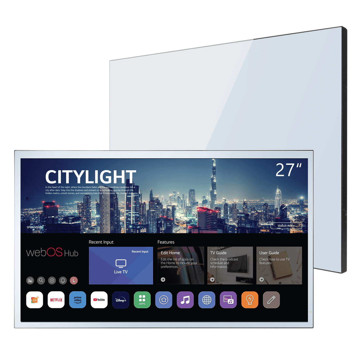 Soulaca 27″ Waterproof Smart Mirror TV – webOS & Voice Control, Built-in Tunner, FHD-Soulaca
