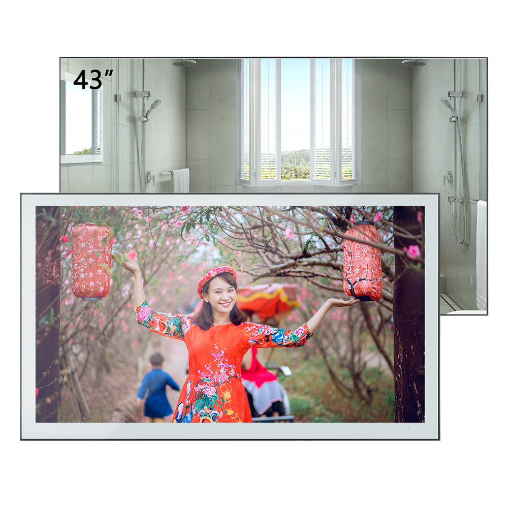 Soulaca Big Screen 43 inches 4K Screen Smart Mirror Google TV Waterproof for Bathroom SPA Indoor Advertising