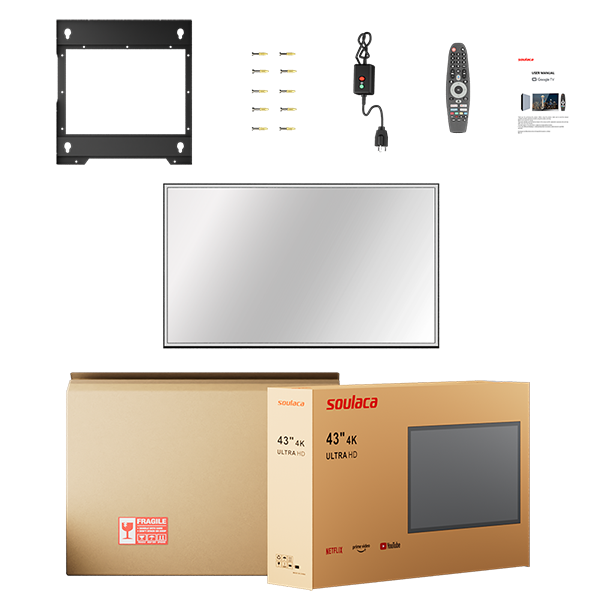 Soualca 43 inches Smart Mirror TV with LED Lights Google System 4K UHD Display DTV Voice Control-Soulaca