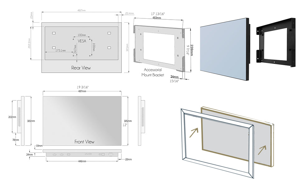 Soulaca 22" inches Smart Mirror Framed TV for Bathroom Waterproof Shower Television (Ivory Green Color Decorative Frame)-Soulaca