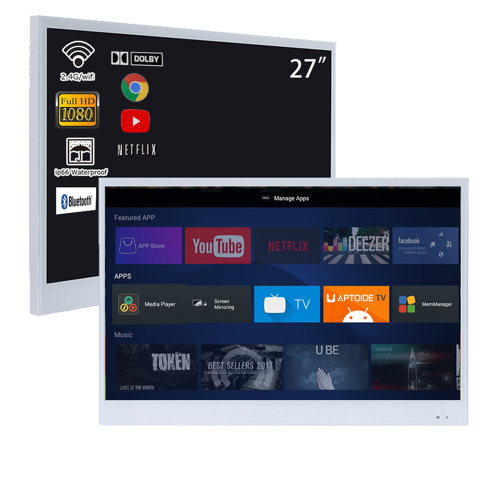 Soulaca 27 inch LCD Android Smart Vanishing Mirror LED TV Bathroom Monitor WiFi DVB ATSC DTV