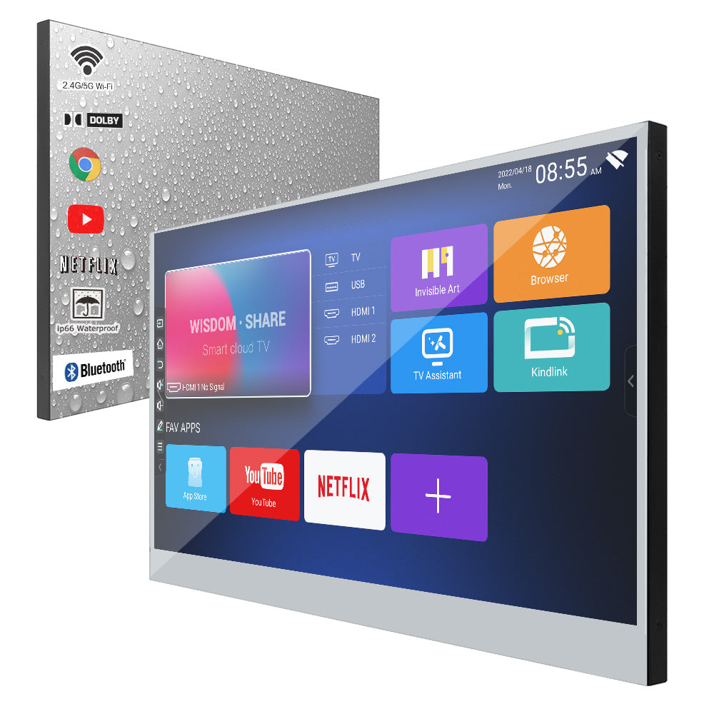 Soulaca 32 inches Smart Black Color TV for Bathroom Hotel Advertising LED Television Waterproof-Soulaca
