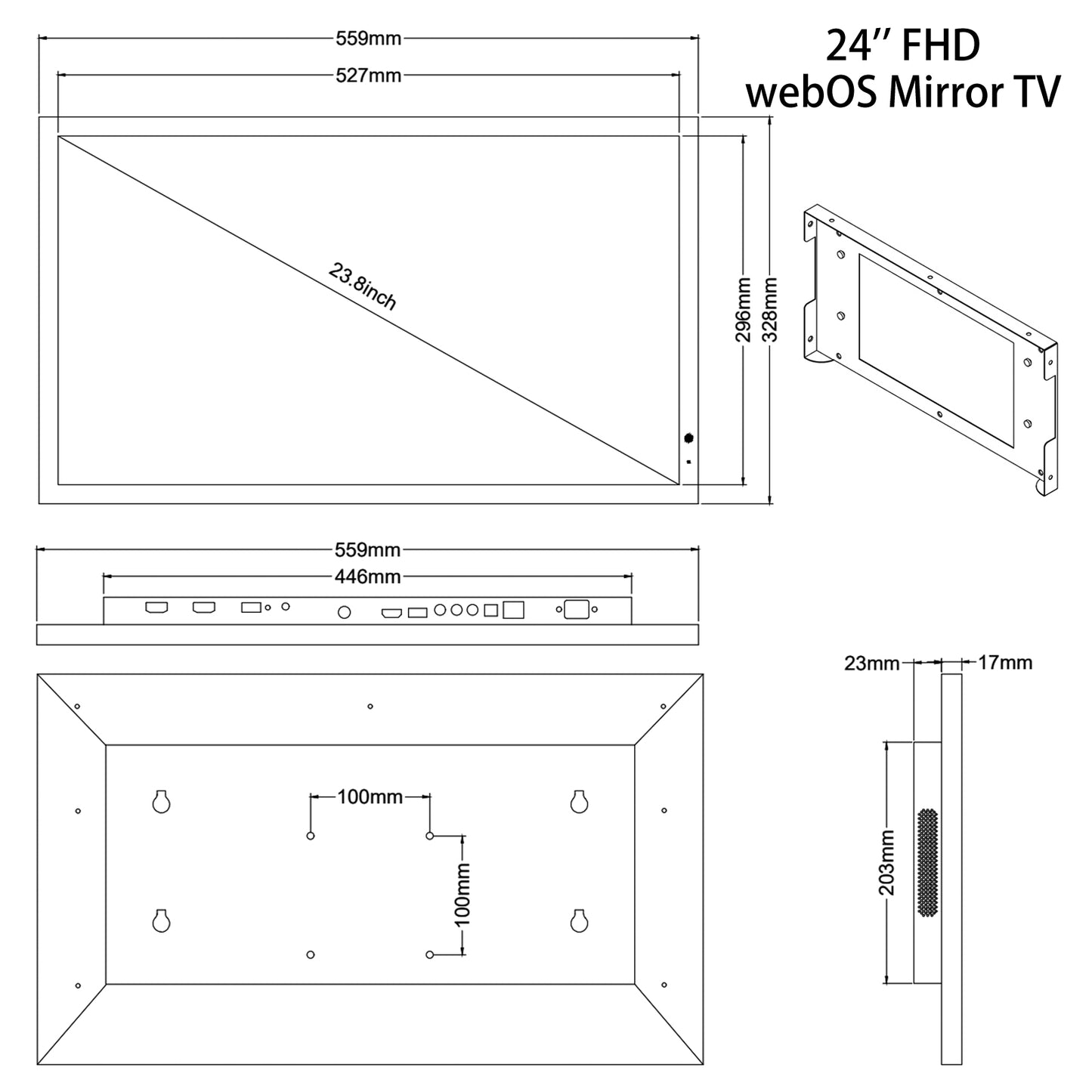 Soulaca 24 inch Smart Mirror webOS TV for Bathroom Waterproof Shower Television Netflix Prime Video Compatible-Soulaca