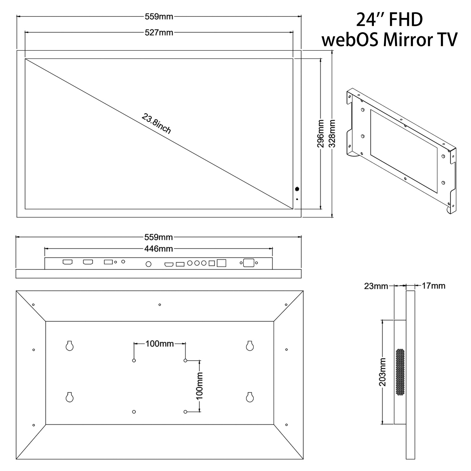 Soulaca 24 inch Smart Mirror webOS TV for Bathroom Waterproof Shower Television Netflix Prime Video Compatible-Soulaca