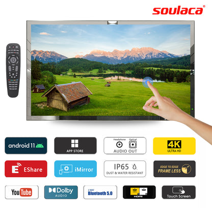 Soulaca 43 inches Smart Touchscreen 4K LED Mirror TV Big Screen IP65 Waterproof WiFi Bluetooth SPA 2024 Model