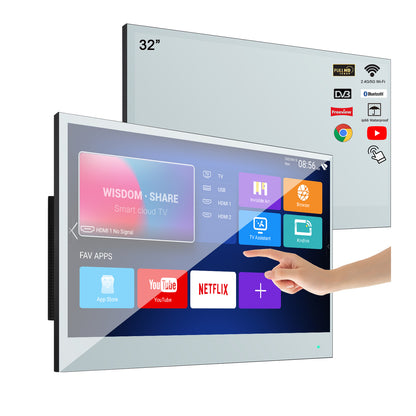 Soulaca 32 inch Touchscreen Smart Mirror LED TV for Bathroom Android Television Shower Boat