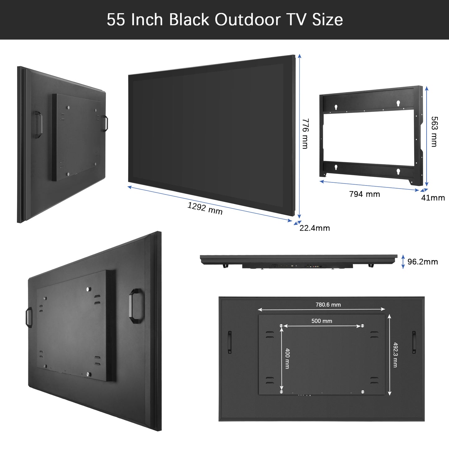 Soulaca 55 inches Waterproof Smart Android Outdoor TV 2000nits 4K Weatherproof Garden TV