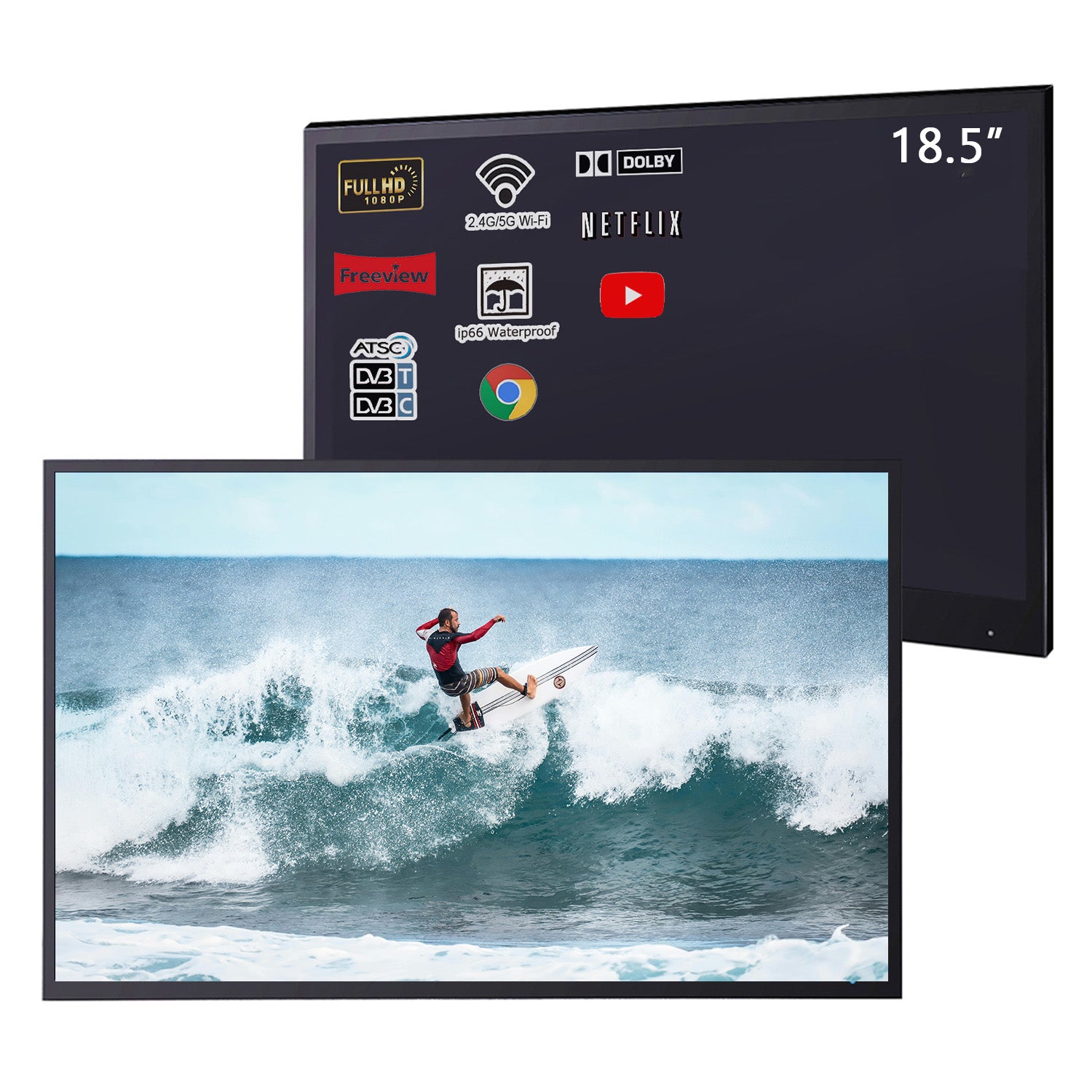 Soulaca 18.5 inches Smart Ivory White Waterproof Small TV with WiFi Bluetooth Mini Television-Soulaca