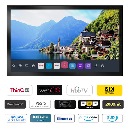 Soulaca 55 inches Waterproof Outdoor TV for Patio BBQ Entertainment webOS System Voice Control DTV Tuner-Soulaca