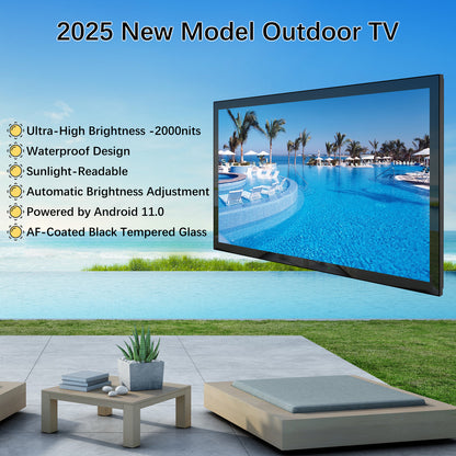 Soulaca 55 inches Waterproof Smart Android Outdoor TV 2000nits 4K Weatherproof Garden TV