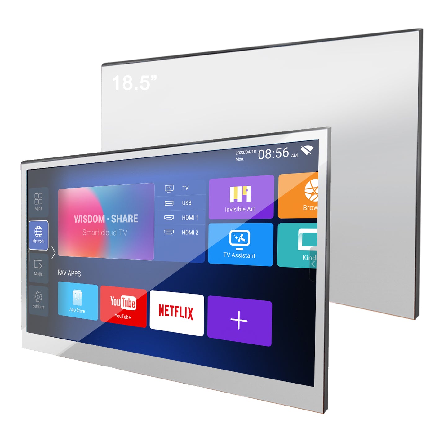 Soulaca 18.5 inches Smart Mirror LED Small TV with WiFi Bluetooth Waterproof Shower Television