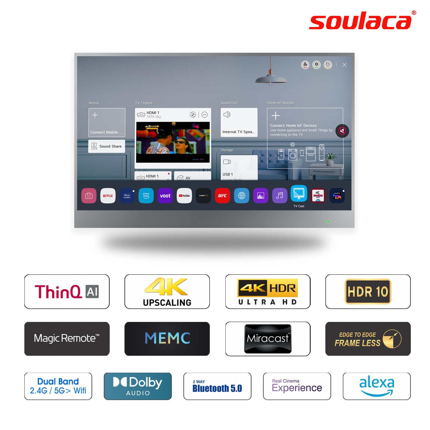 Soulaca 22" WebOS Smart Mirror TV for Bathroom Waterproof Shower Television Netflix Prime Video Compatible-Soulaca