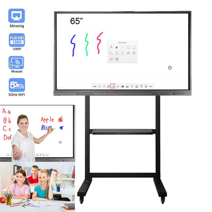 65 inches Interactive Smart Whiteboard for Meeting and Teaching Room with Rolling TV Stand-Soulaca