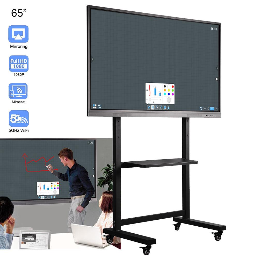 65 inches Touch Interactive Presentation Electronic White Board Office Meeting LCD Screen+Rolling Mounted-Soulaca